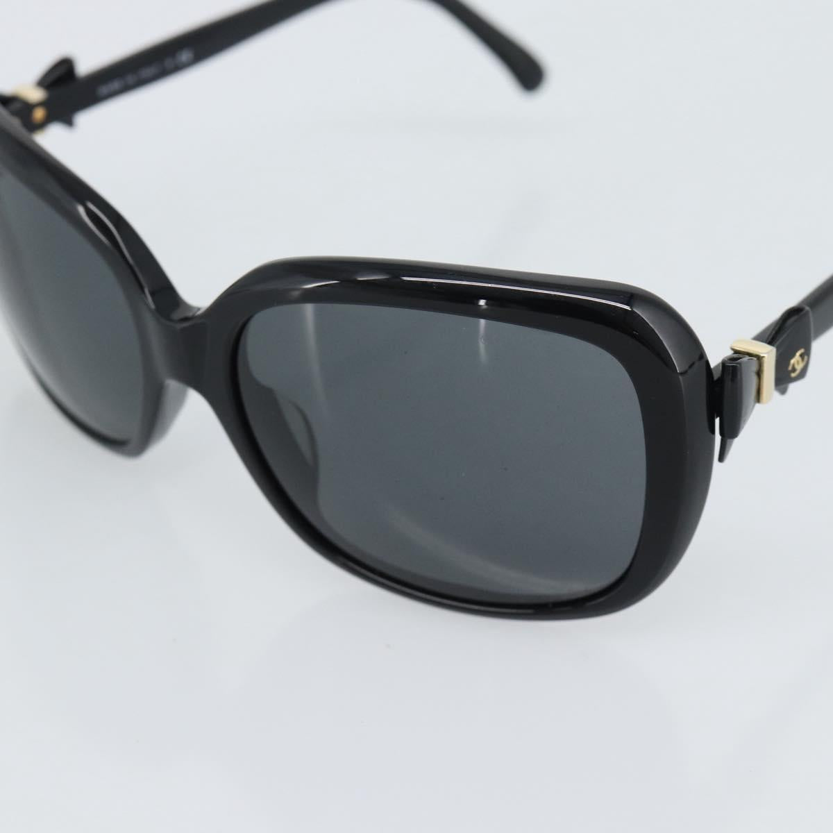 CHANEL Sunglasses Plastic Black Gold CC Auth bs35959