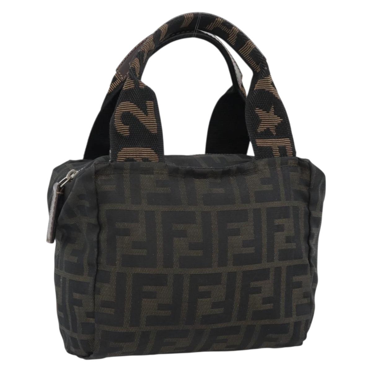 FENDI Zucca Canvas Hand Bag Brown Auth bs35961