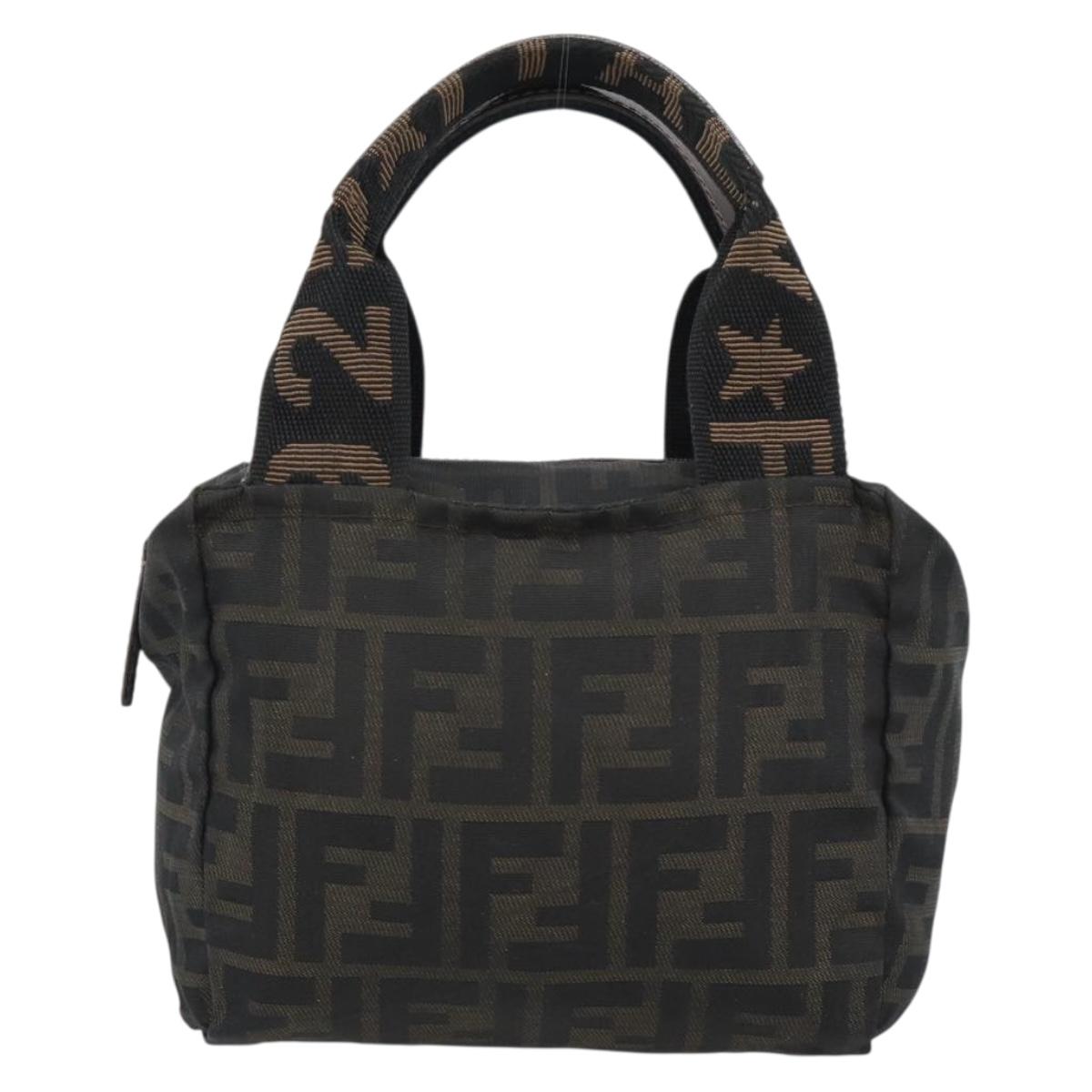 FENDI Zucca Canvas Hand Bag Brown Auth bs35961