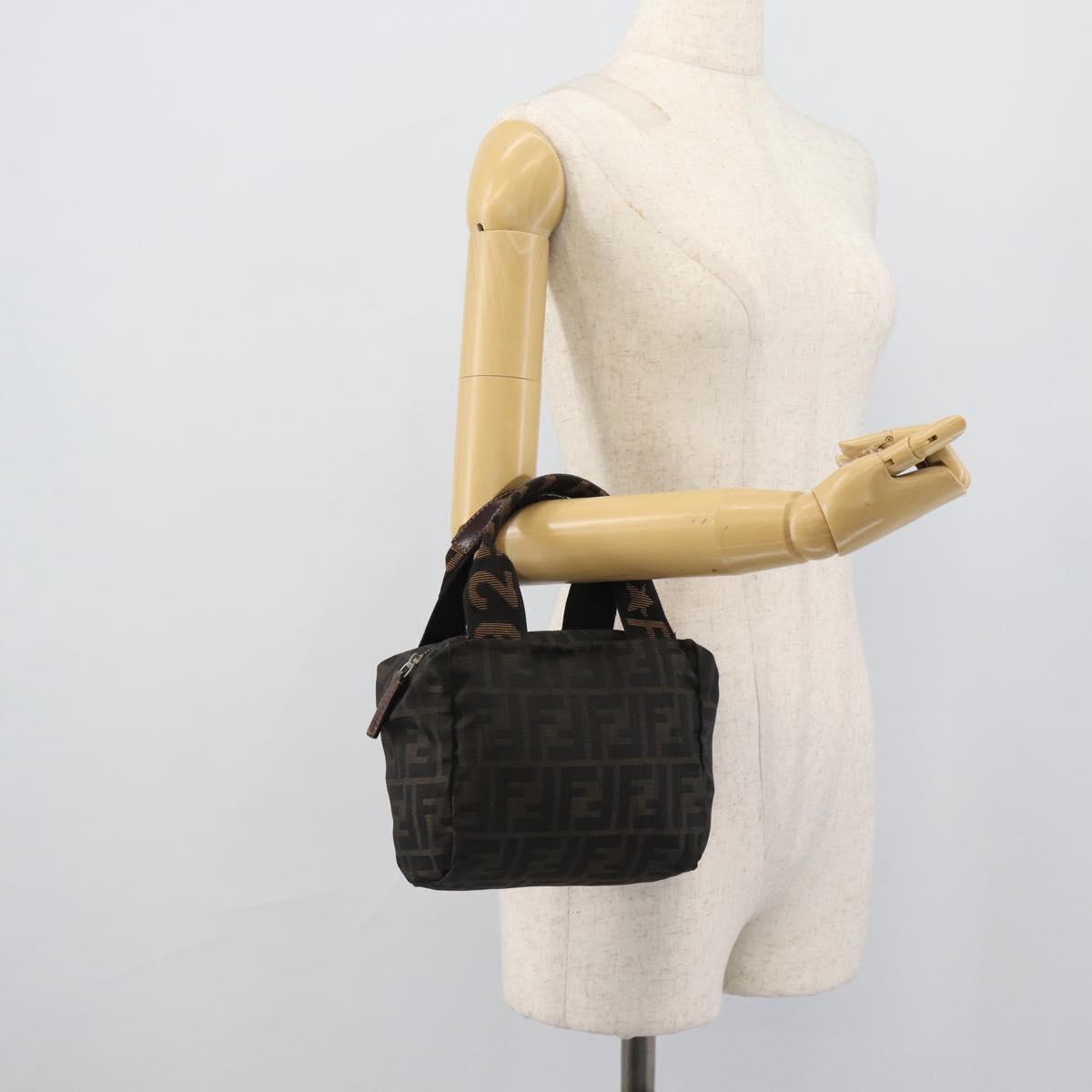 FENDI Zucca Canvas Hand Bag Brown Auth bs35961