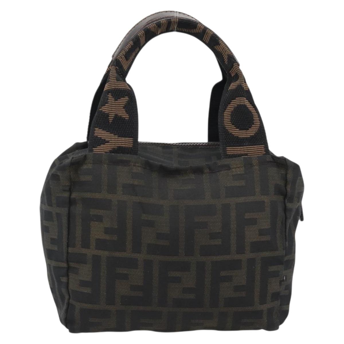 FENDI Zucca Canvas Hand Bag Brown Auth bs35961