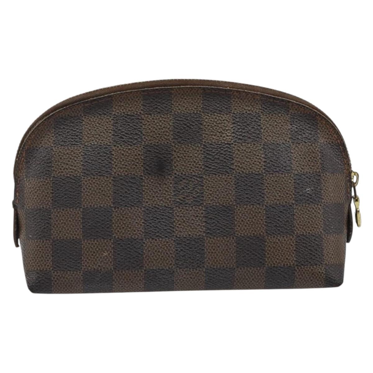 LOUIS VUITTON Damier Ebene Pochette Cosmetic PM Pouch N47516 LV Auth bs35970