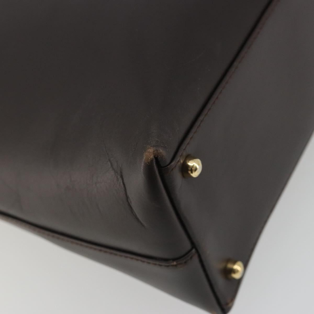 GUCCI Bamboo Hand Bag Leather Brown Gold 002 0505 Auth bs35974