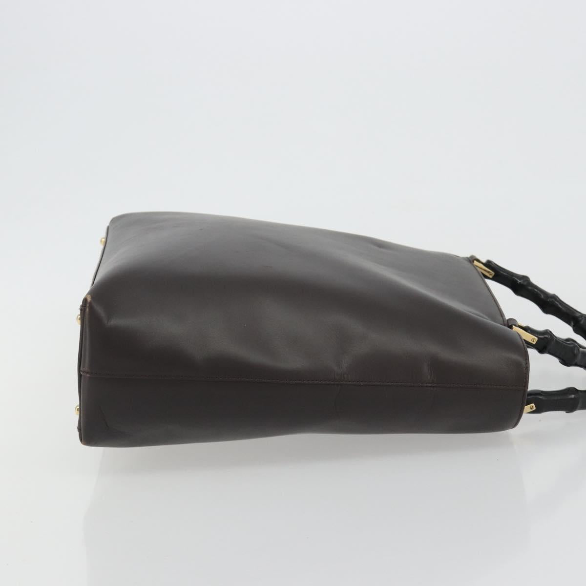 GUCCI Bamboo Hand Bag Leather Brown Gold 002 0505 Auth bs35974