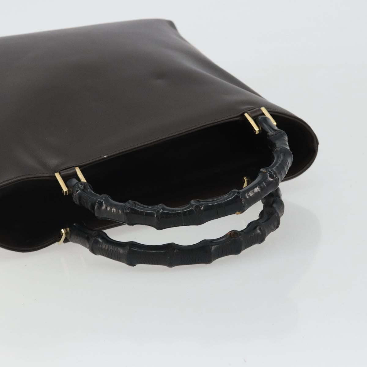 GUCCI Bamboo Hand Bag Leather Brown Gold 002 0505 Auth bs35974