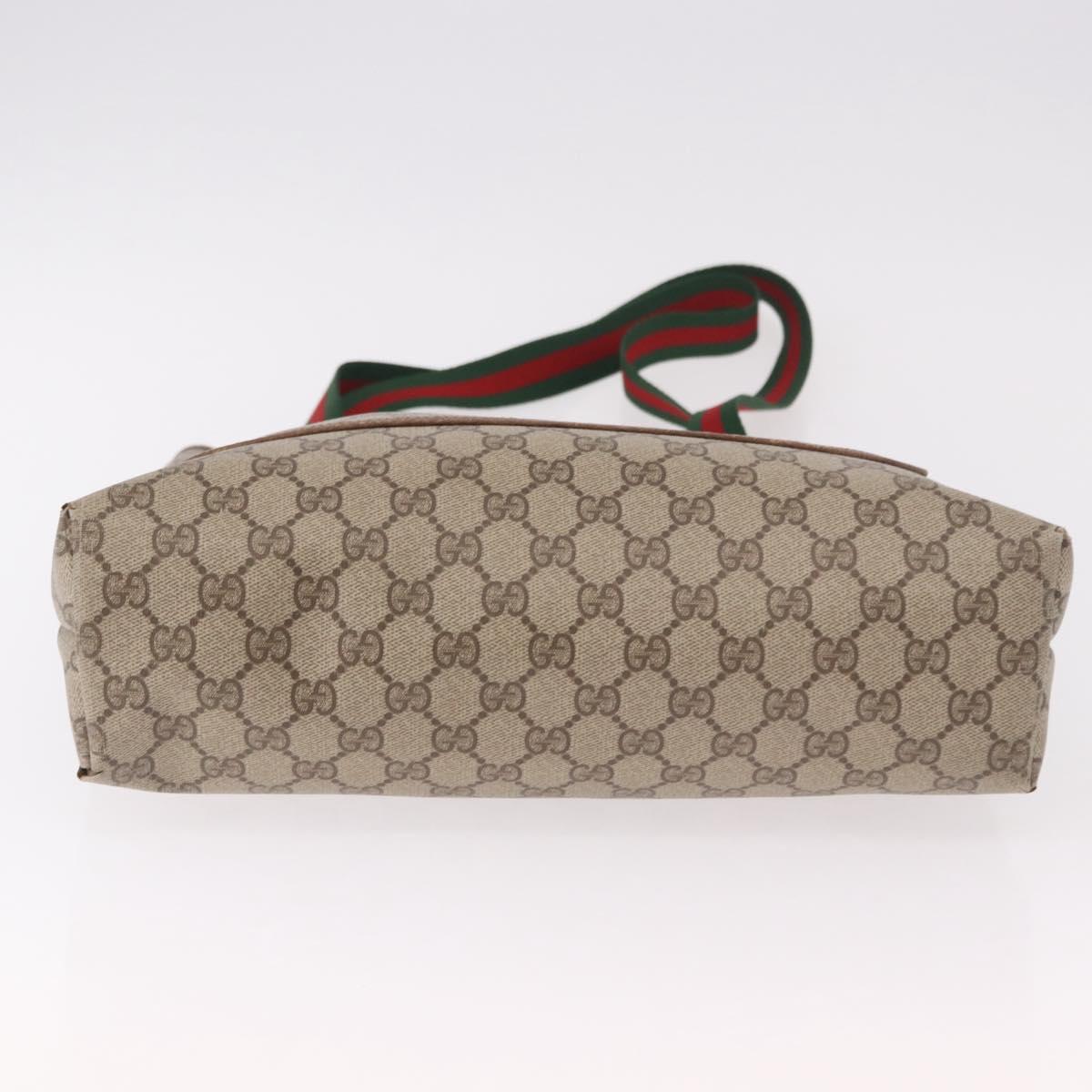 GUCCI GG Supreme Web Sherry Line Tote Bag PVC Beige 39 02 003 Auth bs35976