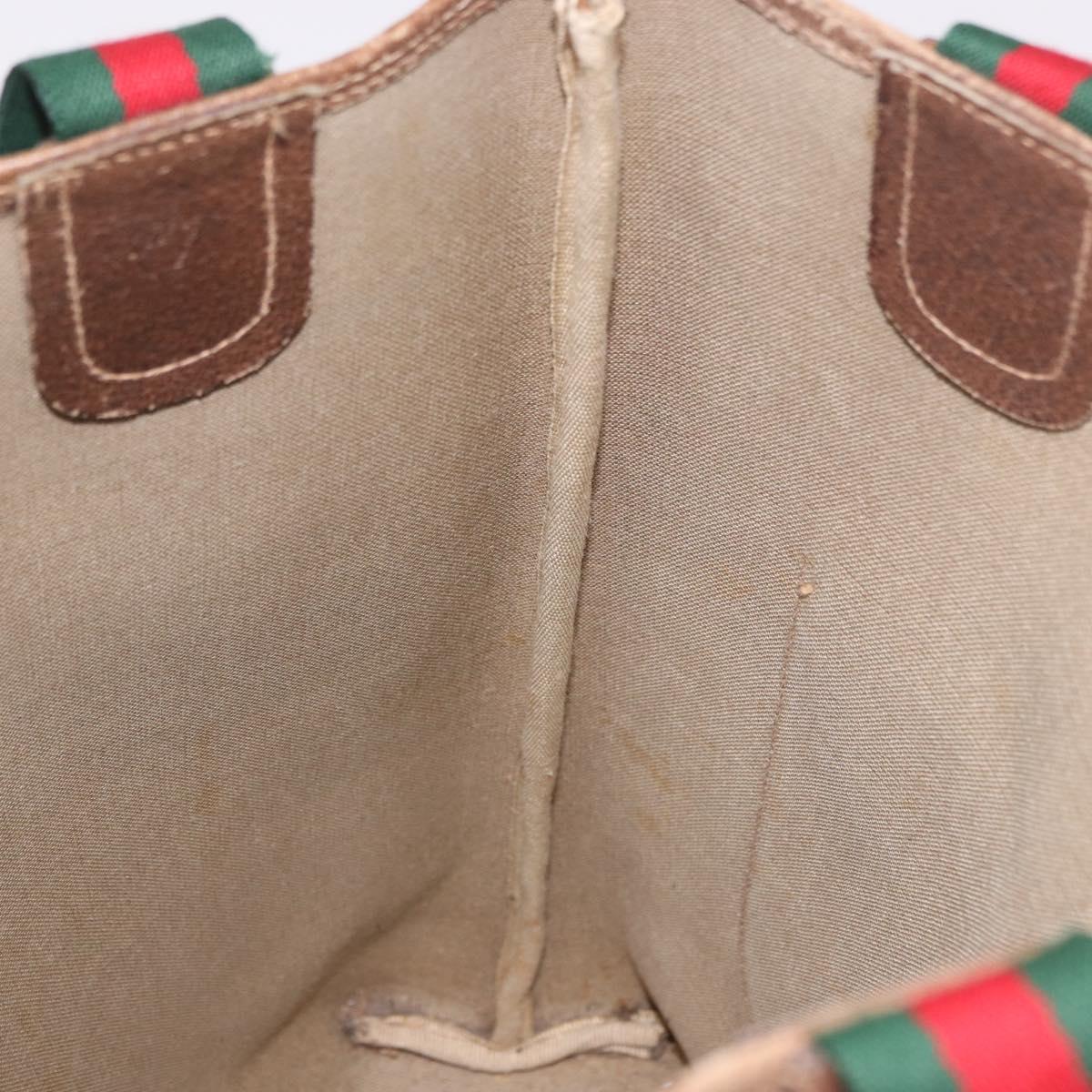 GUCCI GG Supreme Web Sherry Line Tote Bag PVC Beige 39 02 003 Auth bs35976