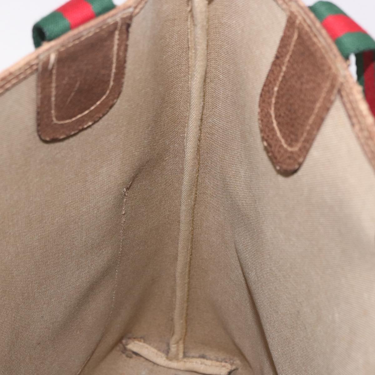 GUCCI GG Supreme Web Sherry Line Tote Bag PVC Beige 39 02 003 Auth bs35976