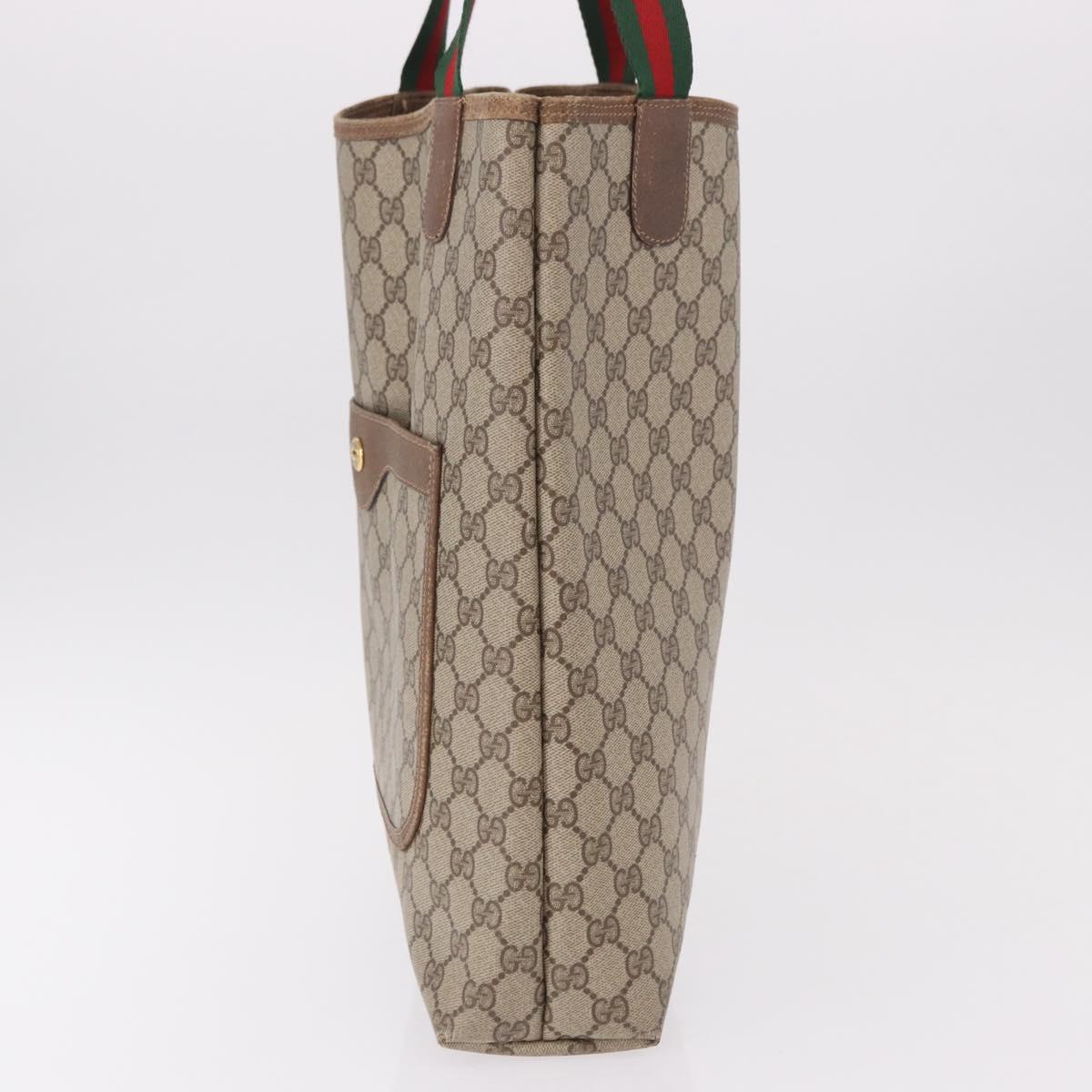 GUCCI GG Supreme Web Sherry Line Tote Bag PVC Beige 39 02 003 Auth bs35976