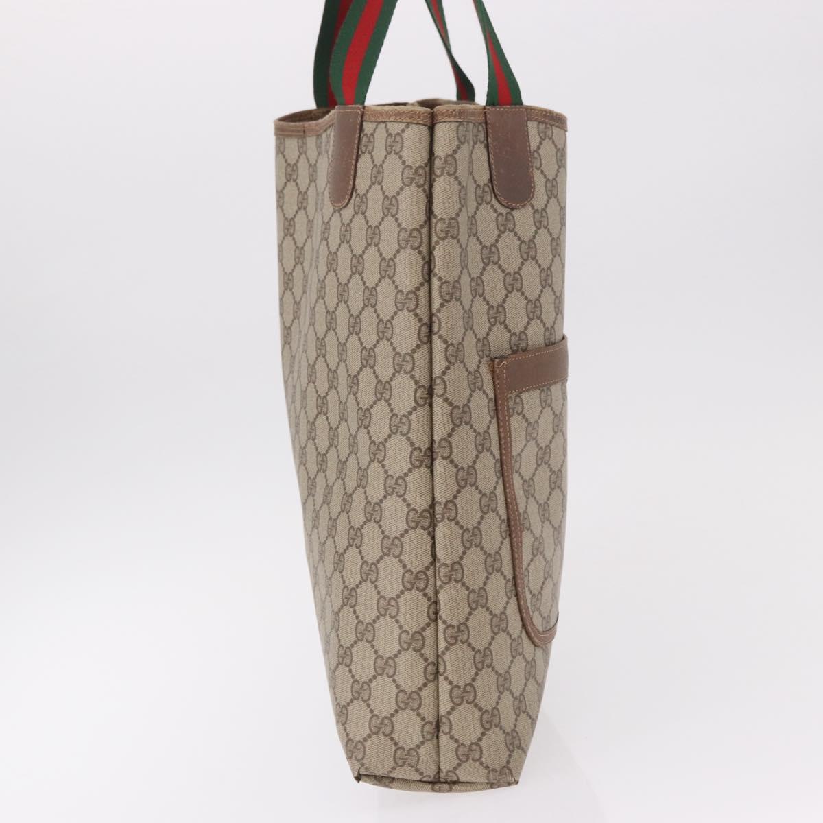 GUCCI GG Supreme Web Sherry Line Tote Bag PVC Beige 39 02 003 Auth bs35976