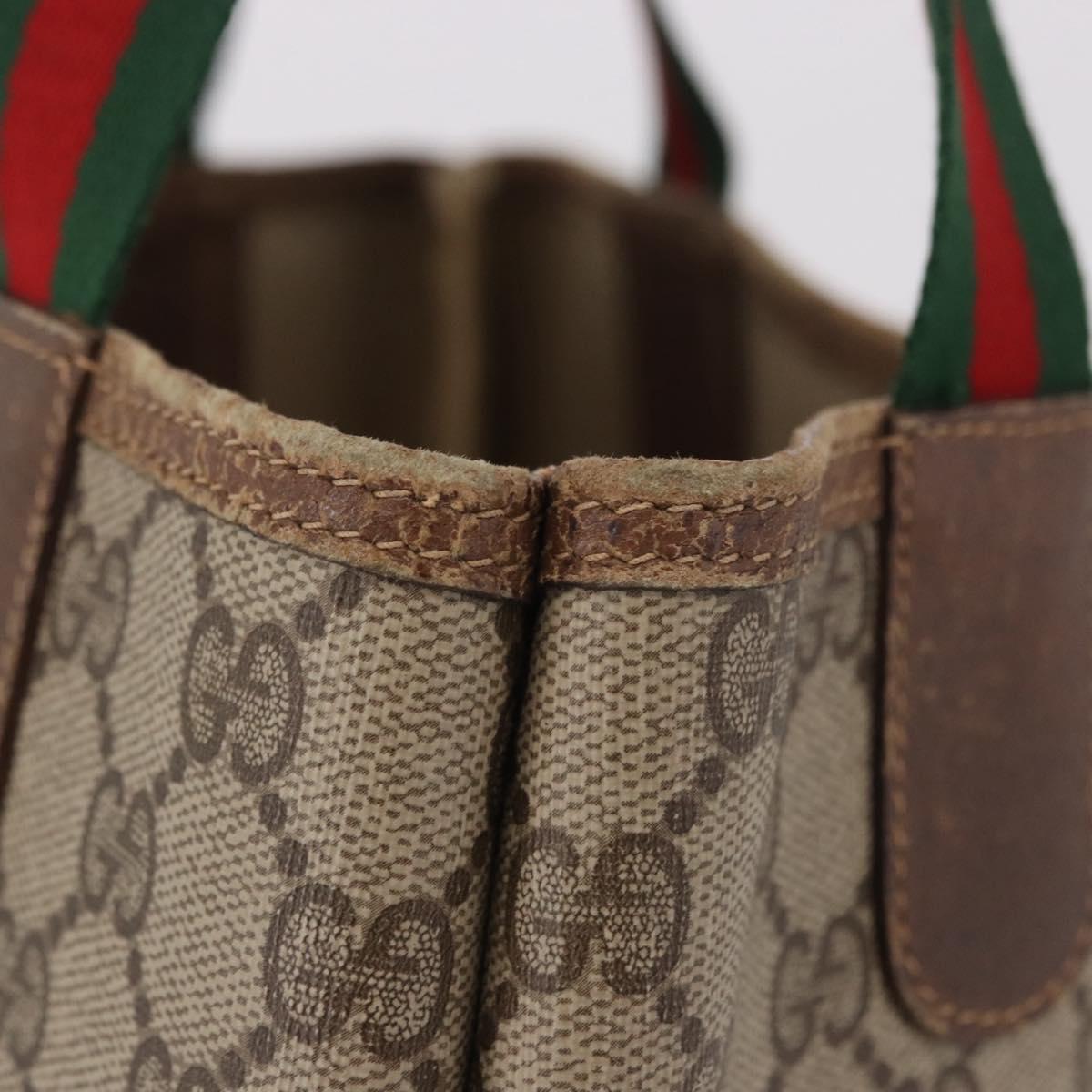 GUCCI GG Supreme Web Sherry Line Tote Bag PVC Beige 39 02 003 Auth bs35976