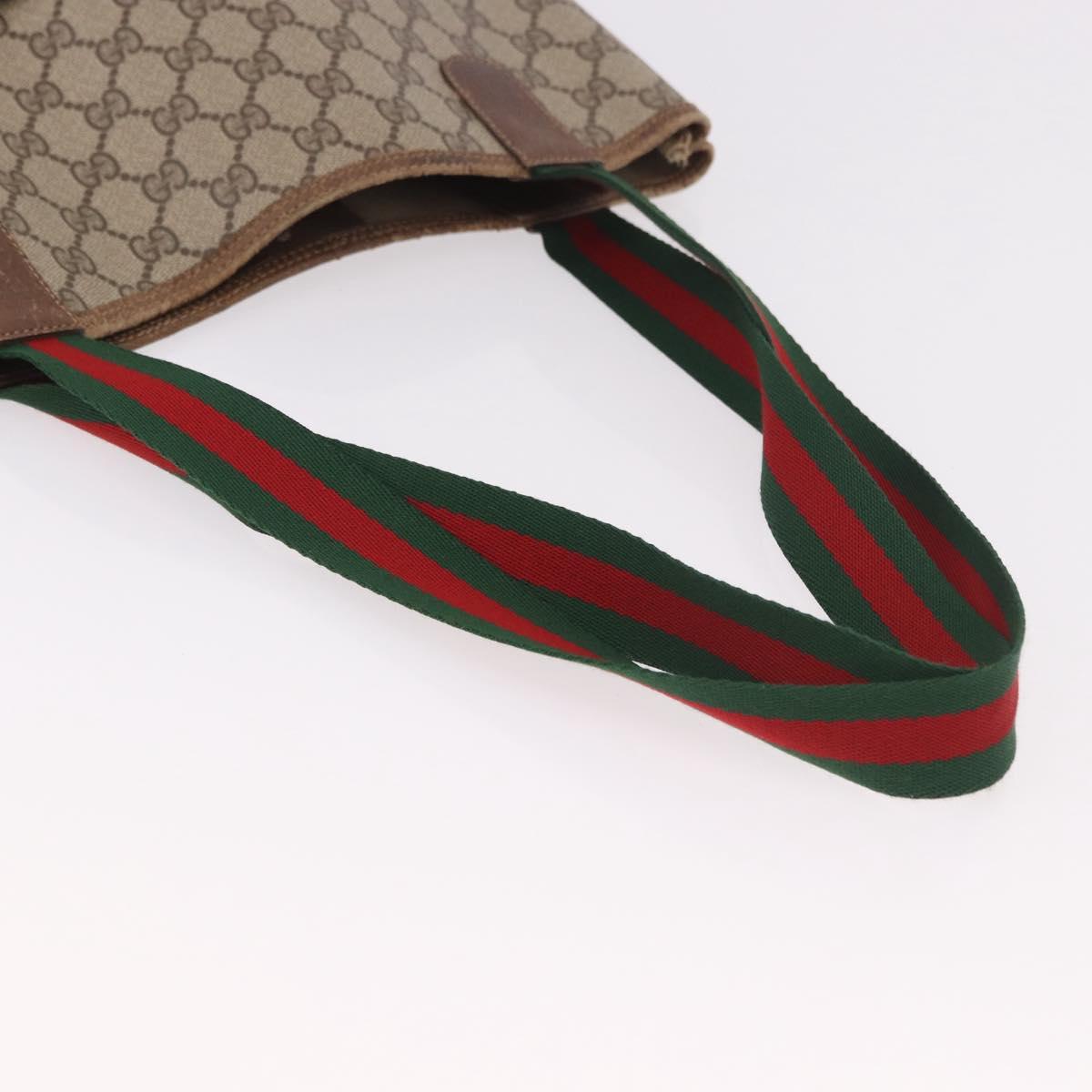 GUCCI GG Supreme Web Sherry Line Tote Bag PVC Beige 39 02 003 Auth bs35976