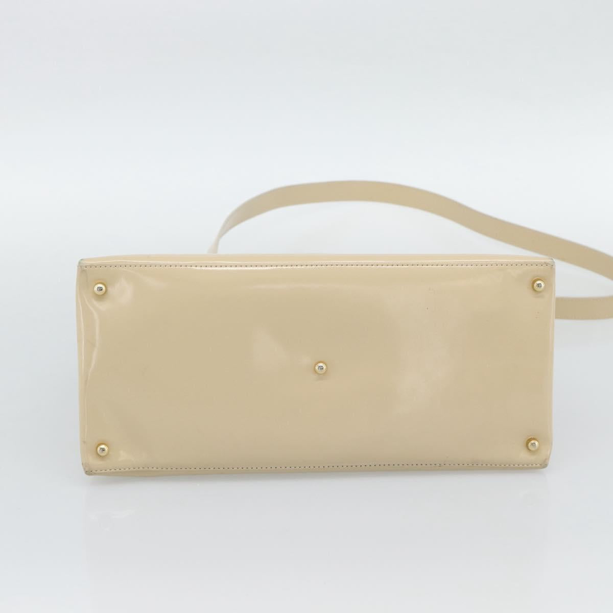 GUCCI Tote Bag Patent leather 2way Beige Gold 000 1118 0503 Auth bs35979