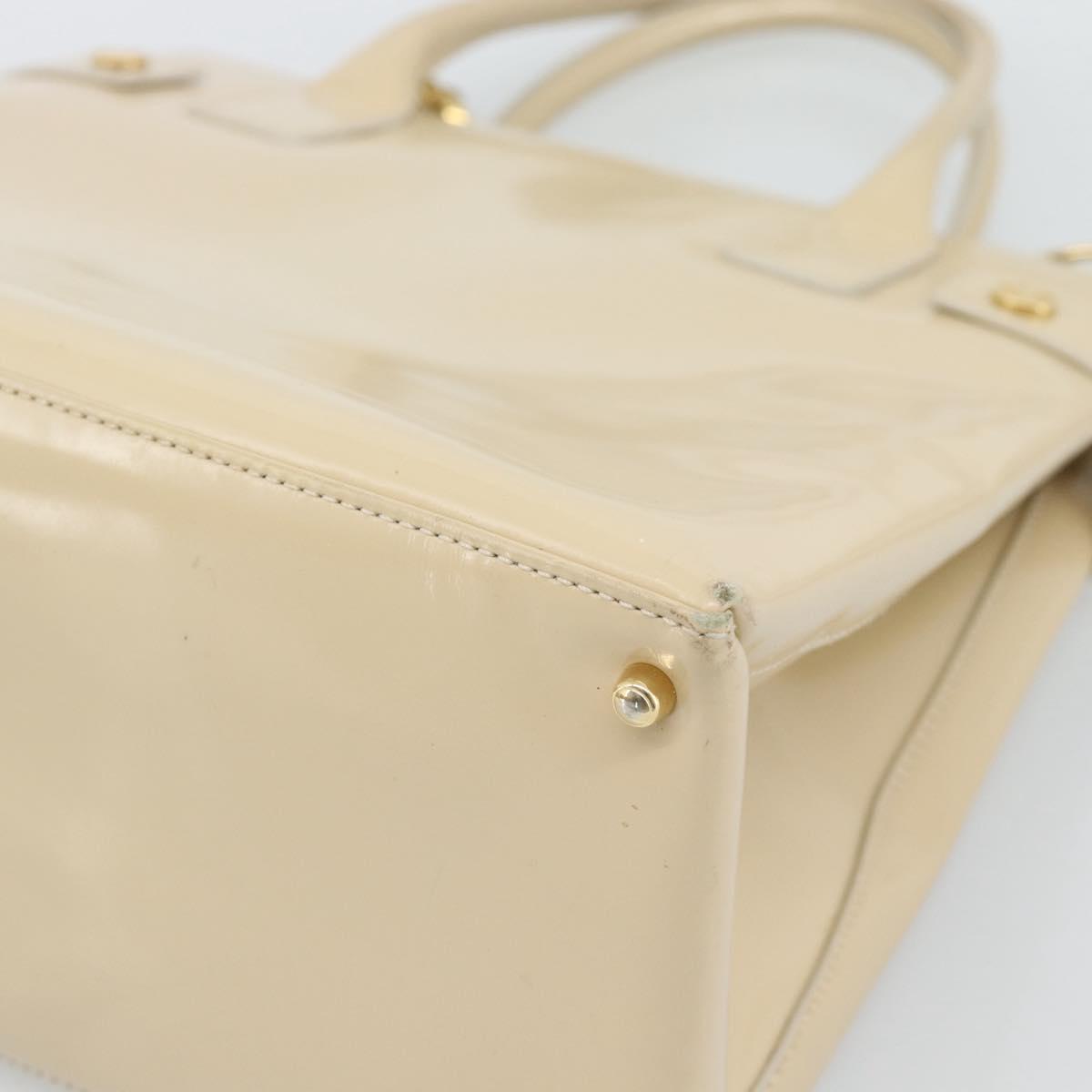 GUCCI Tote Bag Patent leather 2way Beige Gold 000 1118 0503 Auth bs35979