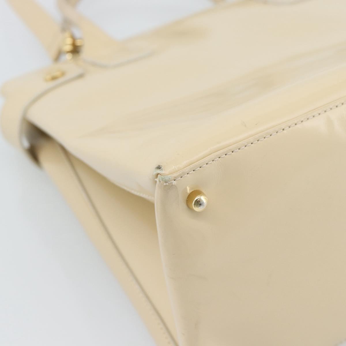 GUCCI Tote Bag Patent leather 2way Beige Gold 000 1118 0503 Auth bs35979
