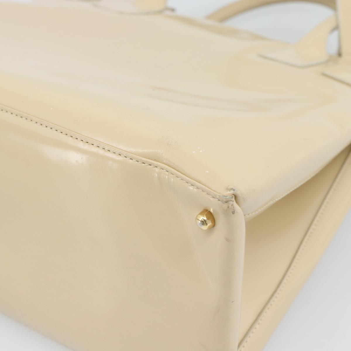 GUCCI Tote Bag Patent leather 2way Beige Gold 000 1118 0503 Auth bs35979