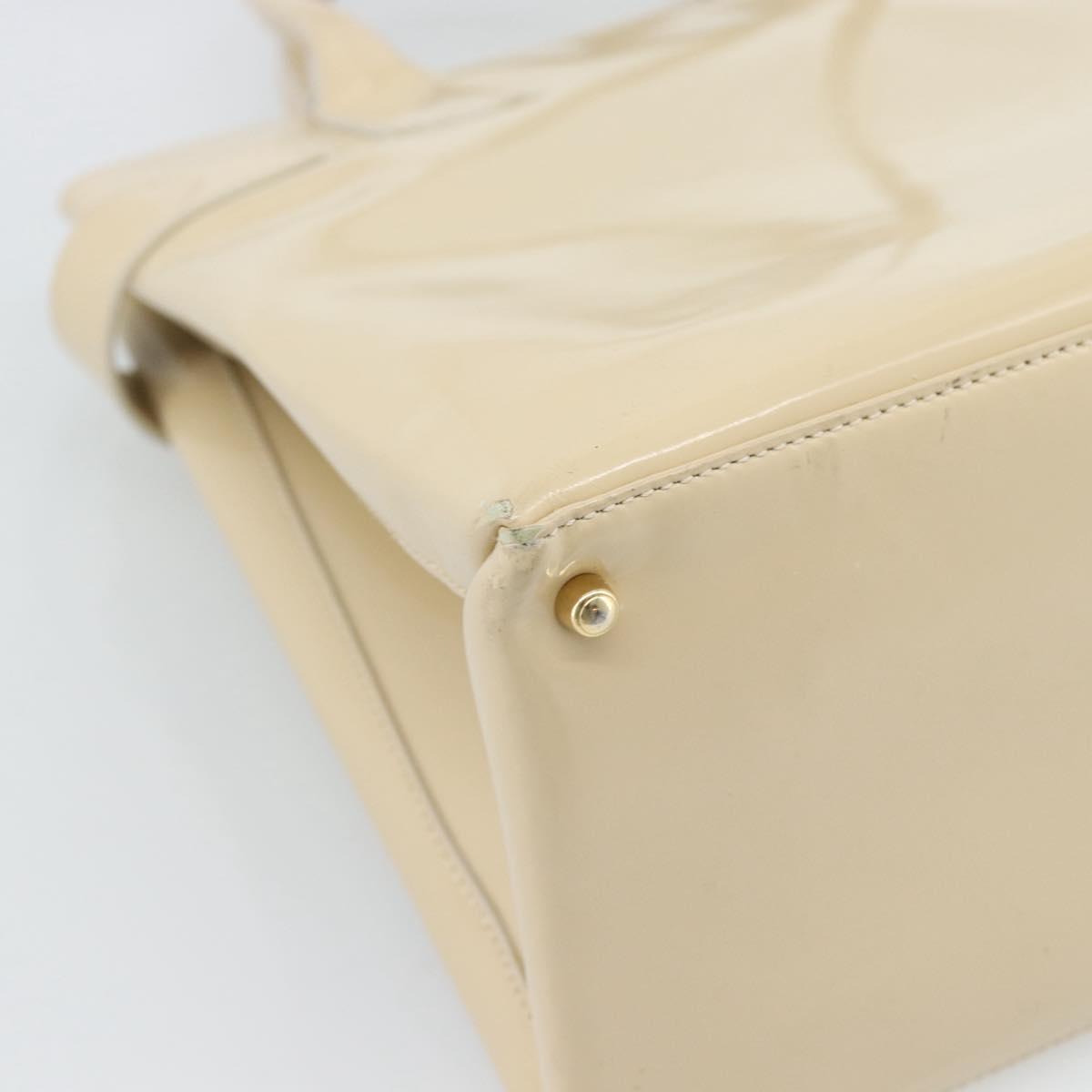 GUCCI Tote Bag Patent leather 2way Beige Gold 000 1118 0503 Auth bs35979