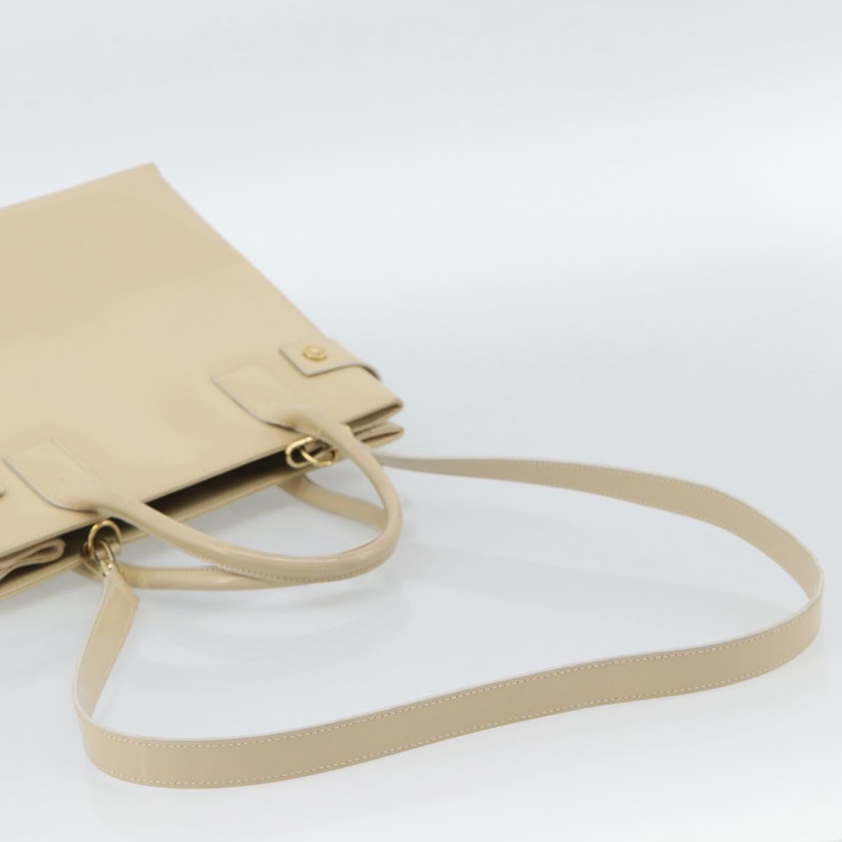 GUCCI Tote Bag Patent leather 2way Beige Gold 000 1118 0503 Auth bs35979
