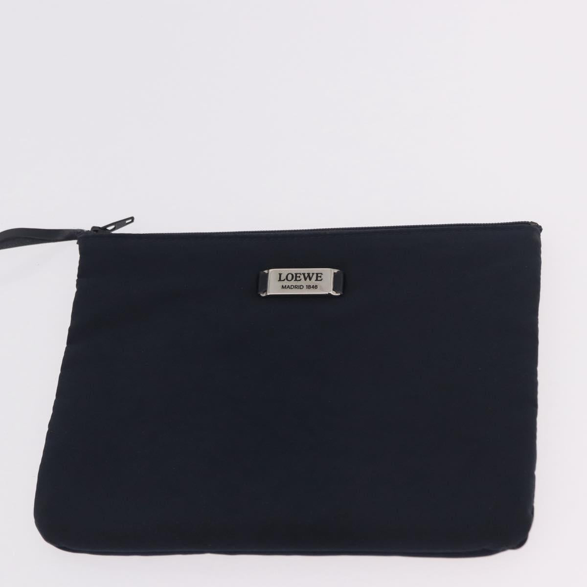 LOEWE Tote Bag Nylon Mesh Blue Silver Auth bs35980