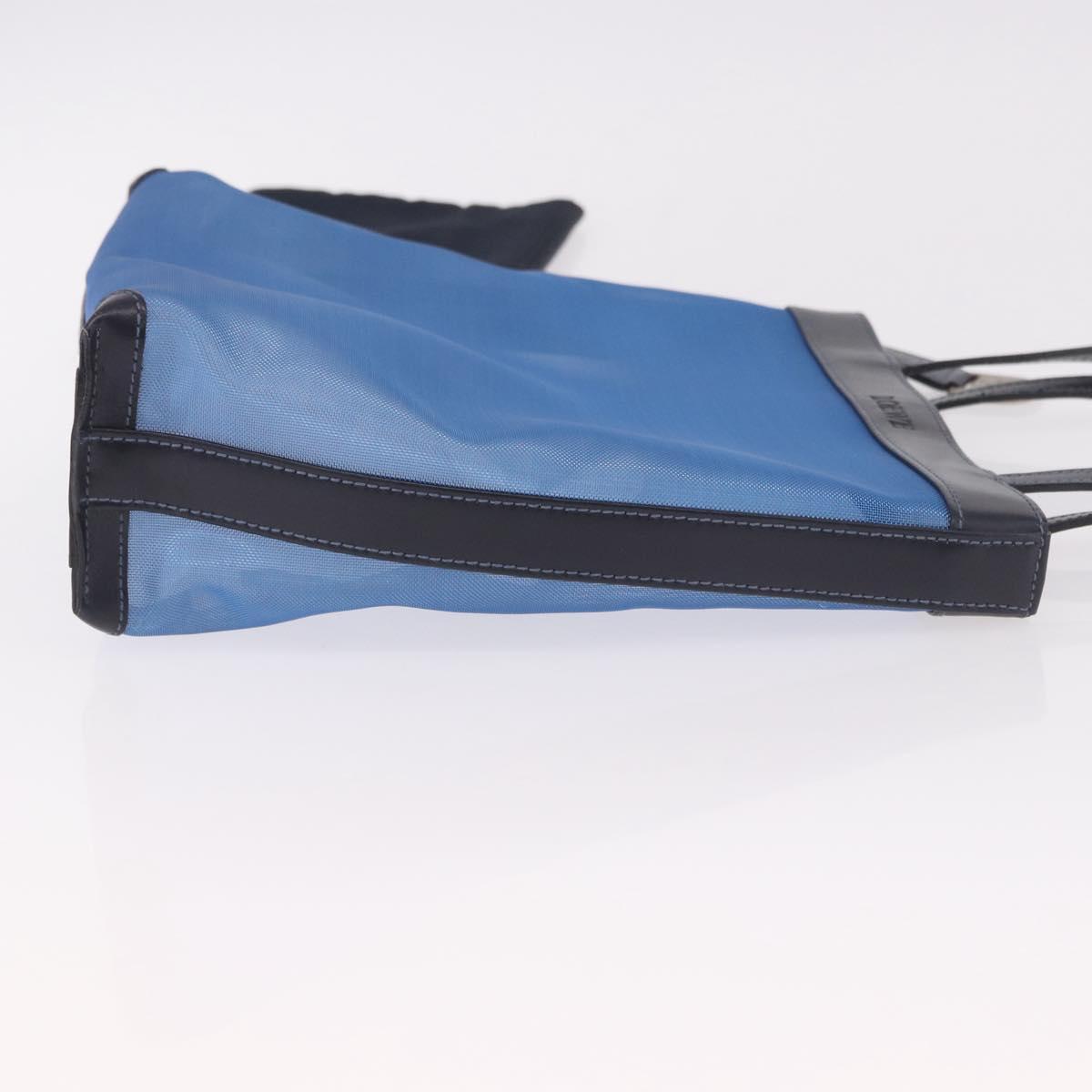 LOEWE Tote Bag Nylon Mesh Blue Silver Auth bs35980
