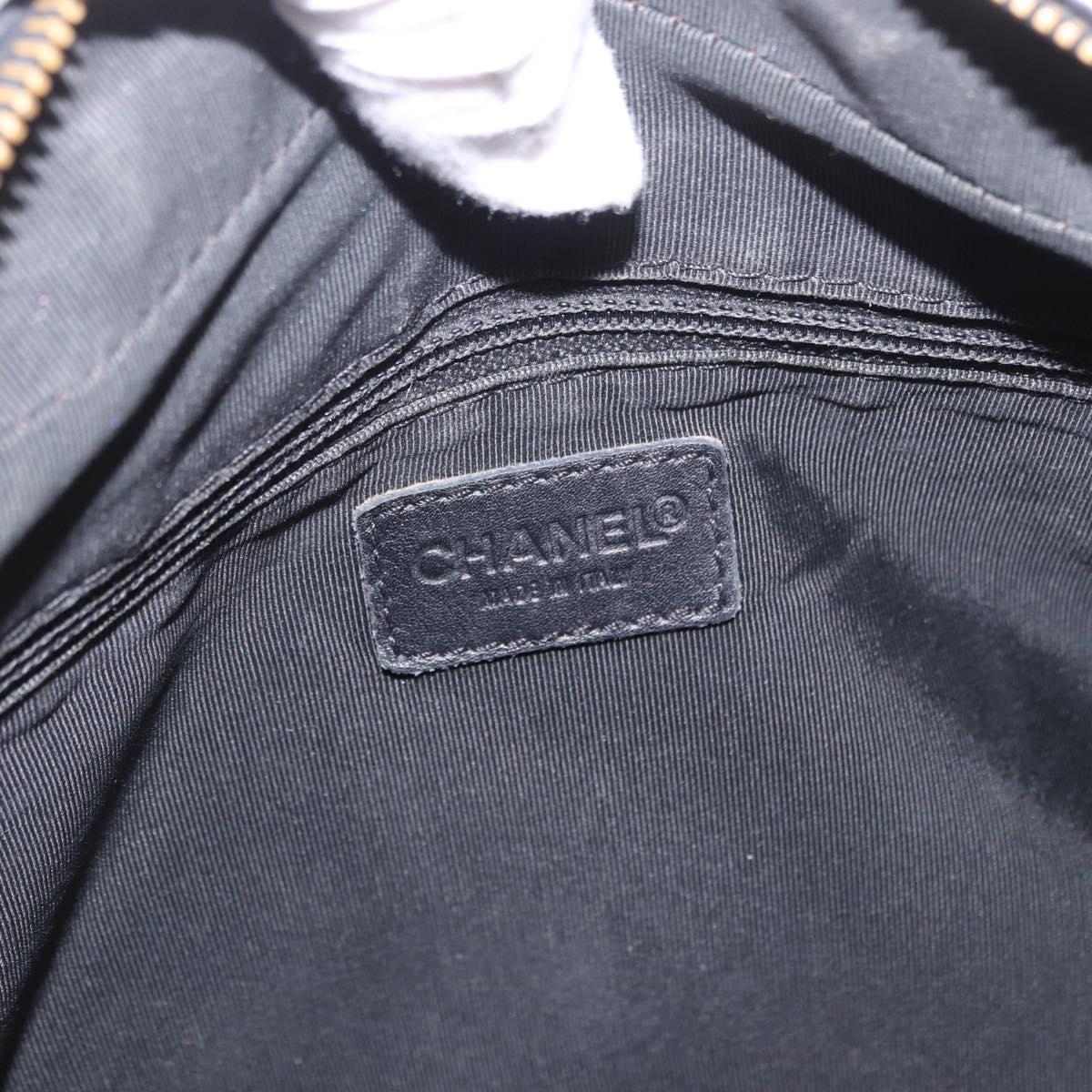CHANEL Wild Stitch Hand Bag Leather Black CC Auth bs35985
