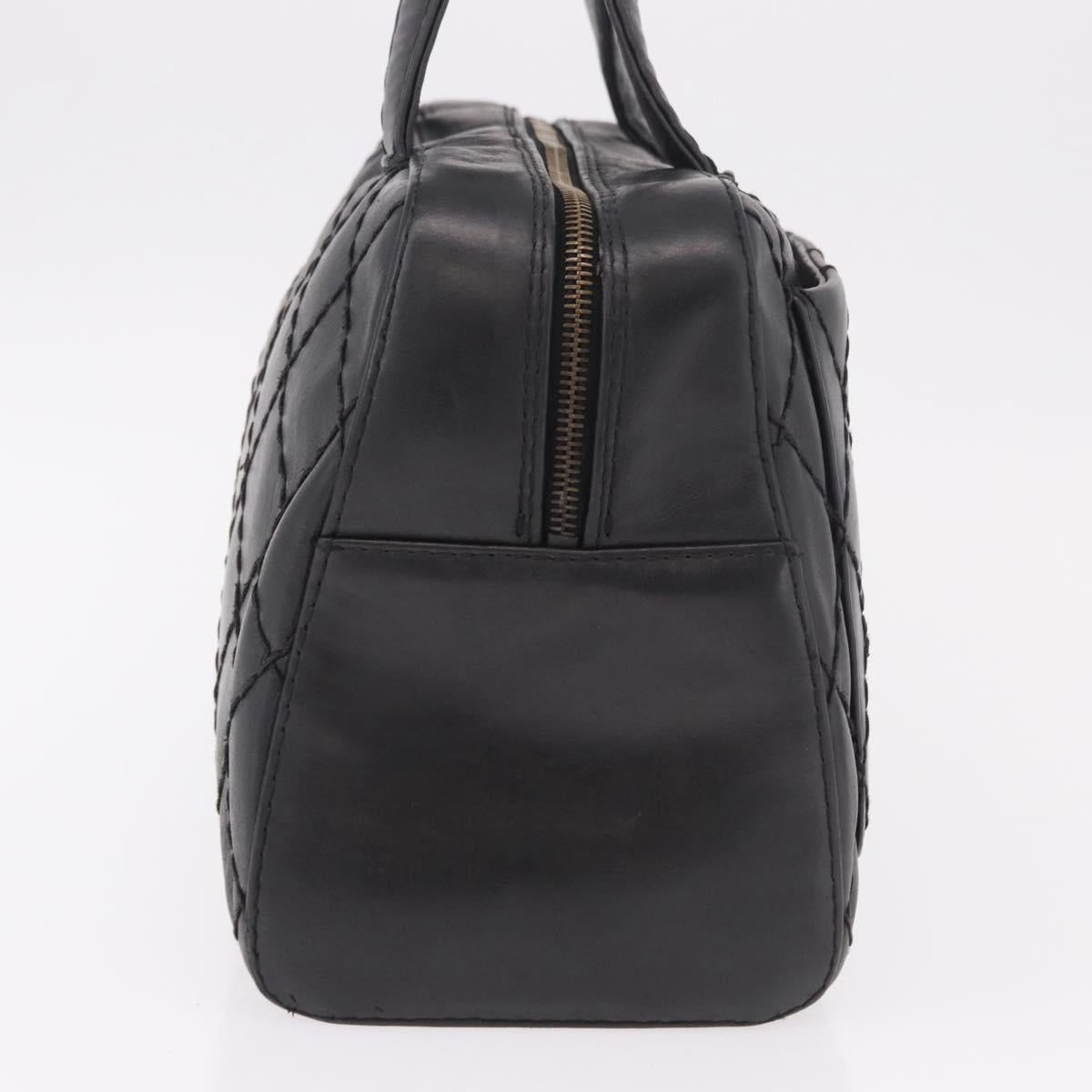 CHANEL Wild Stitch Hand Bag Leather Black CC Auth bs35985