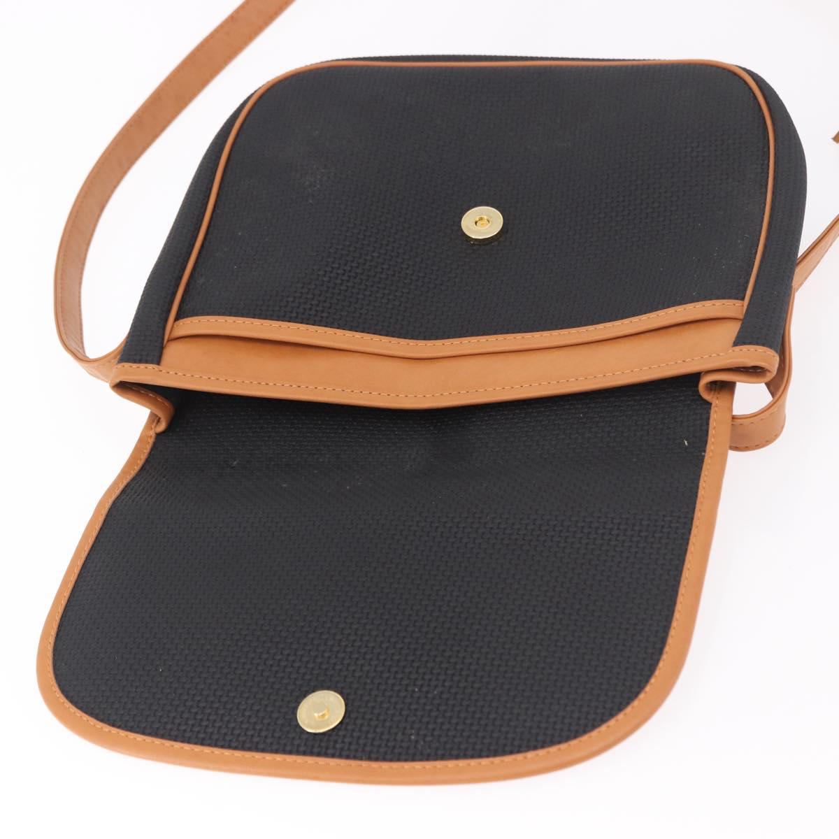SAINT LAURENT Shoulder Bag PVC Canvas Black Gold Auth bs35986