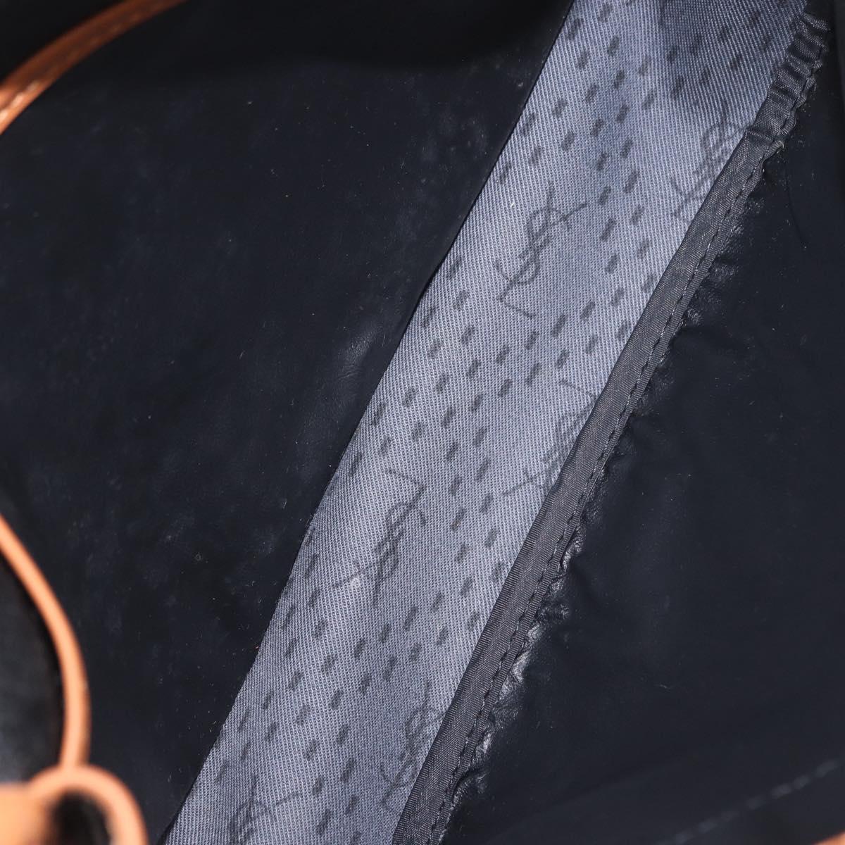 SAINT LAURENT Shoulder Bag PVC Canvas Black Gold Auth bs35986
