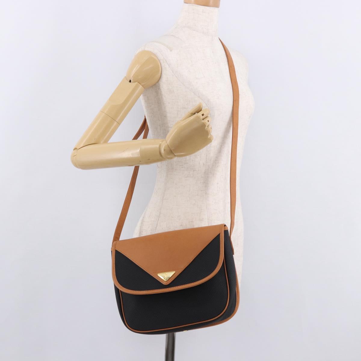 SAINT LAURENT Shoulder Bag PVC Canvas Black Gold Auth bs35986