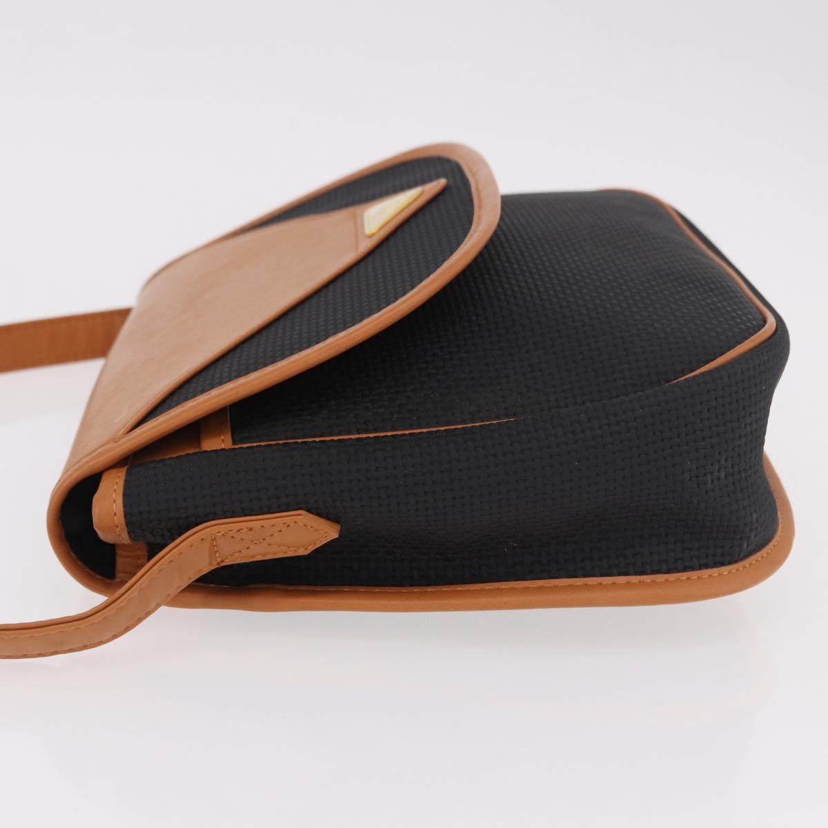SAINT LAURENT Shoulder Bag PVC Canvas Black Gold Auth bs35986
