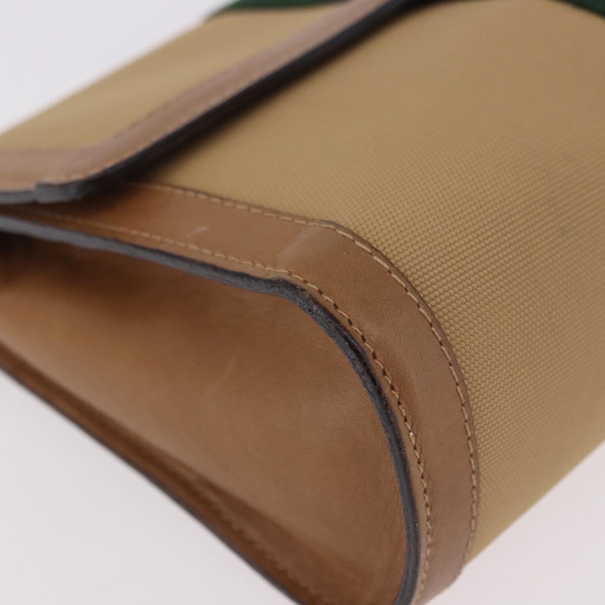 GUCCI Web Sherry Line Clutch Bag Canvas Beige Gold 010 378 Auth bs35987
