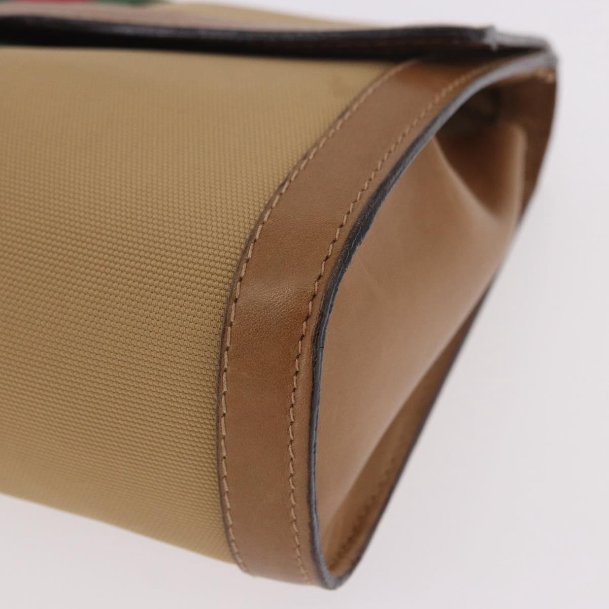 GUCCI Web Sherry Line Clutch Bag Canvas Beige Gold 010 378 Auth bs35987