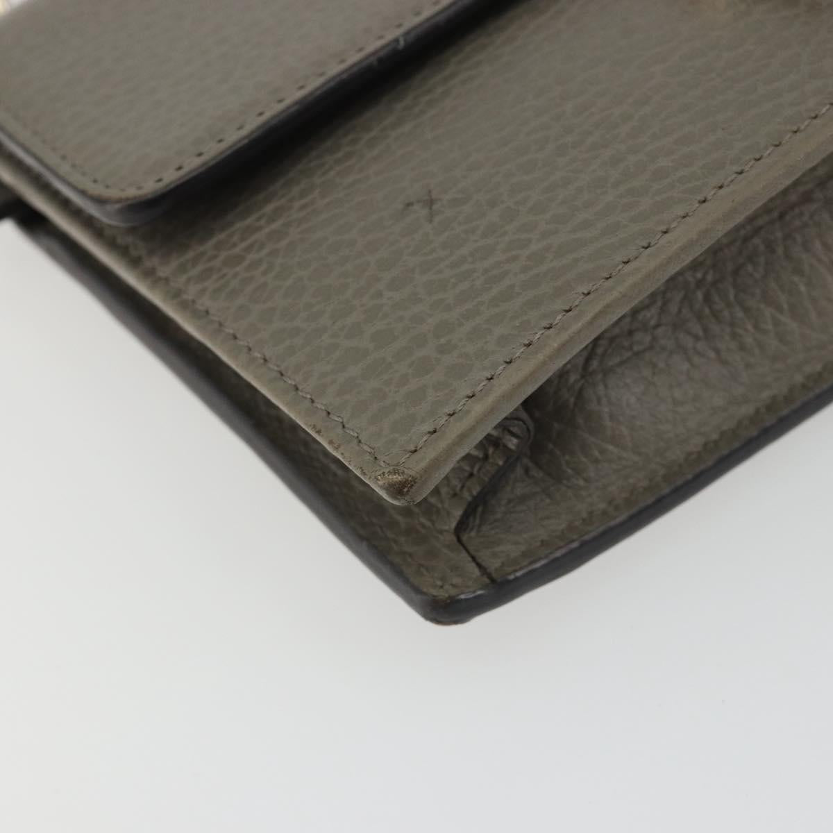 GUCCI Chain Interlocking Shoulder Wallet Leather Gray Gold 510314 Auth bs35991