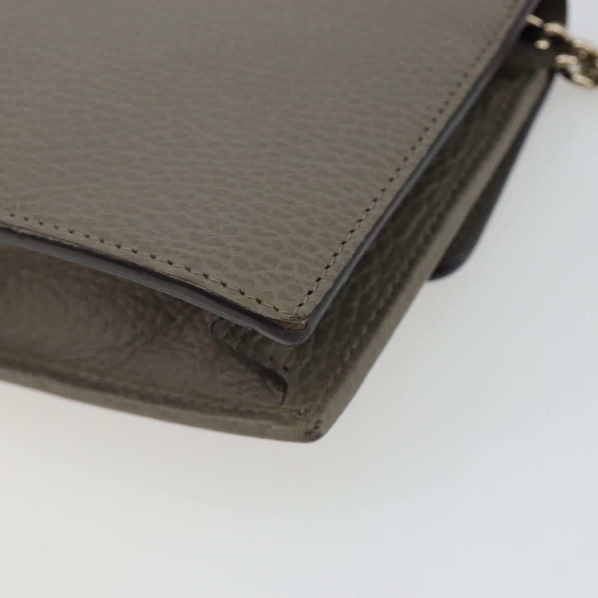 GUCCI Chain Interlocking Shoulder Wallet Leather Gray Gold 510314 Auth bs35991