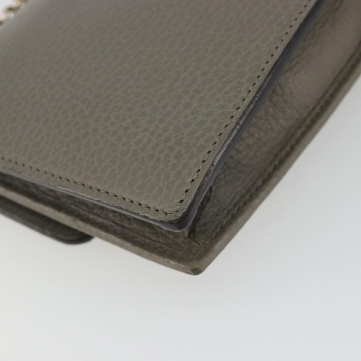 GUCCI Chain Interlocking Shoulder Wallet Leather Gray Gold 510314 Auth bs35991