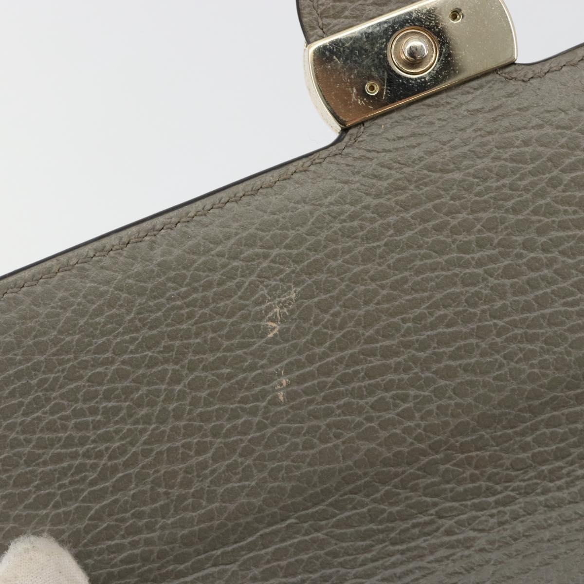 GUCCI Chain Interlocking Shoulder Wallet Leather Gray Gold 510314 Auth bs35991