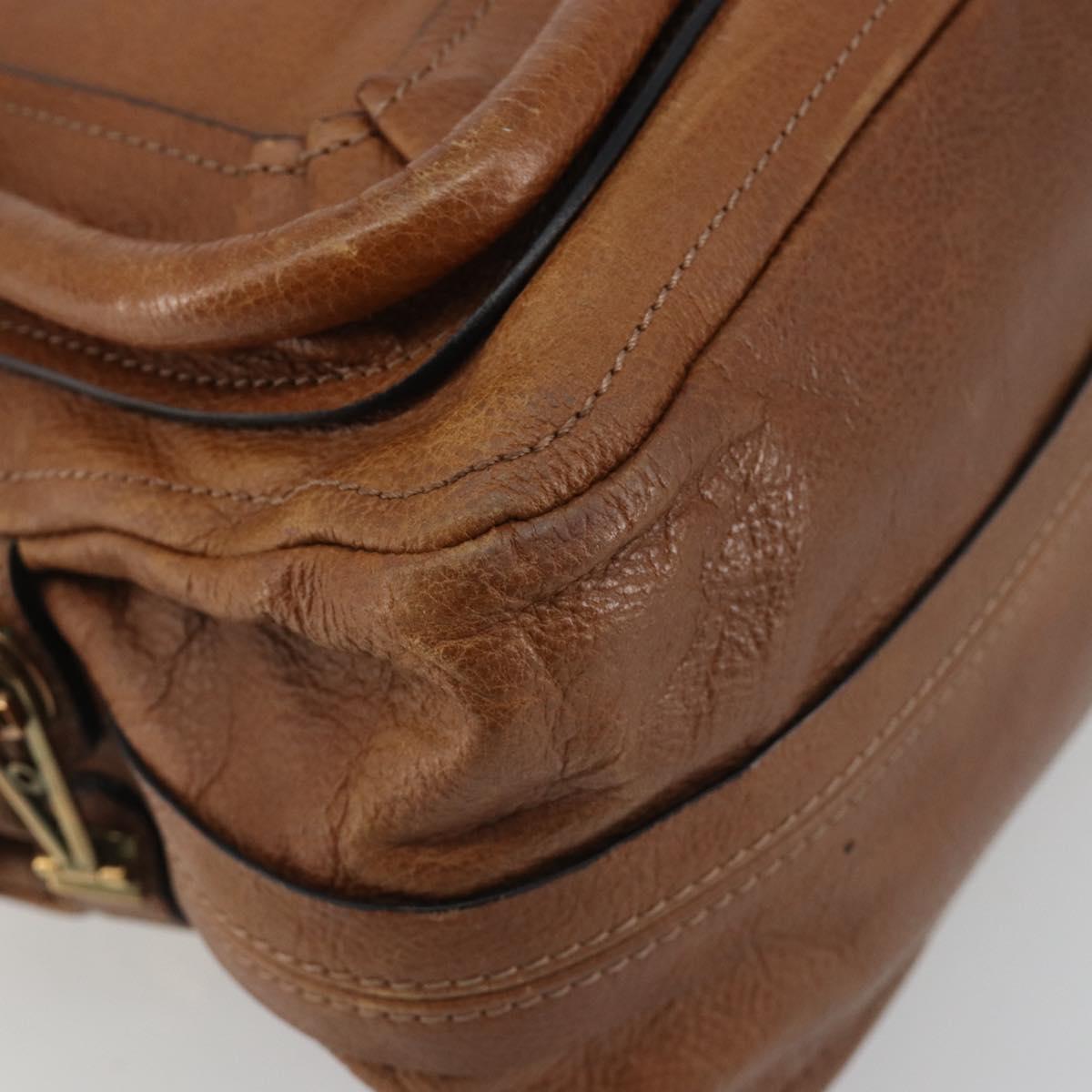 Chloe Paraty Hand Bag Leather Brown Gold Auth bs35996