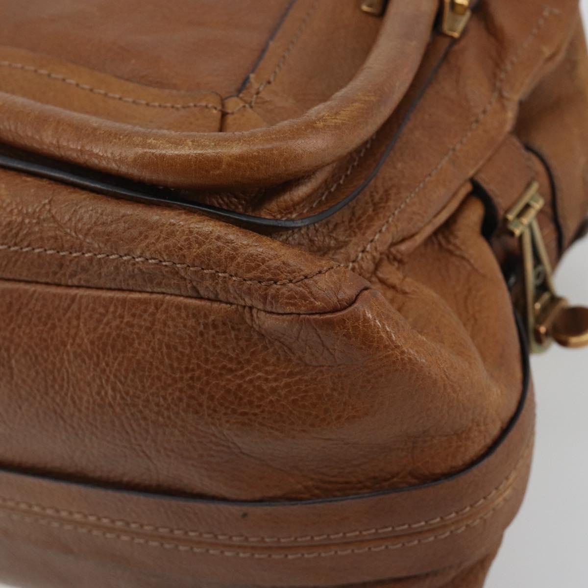 Chloe Paraty Hand Bag Leather Brown Gold Auth bs35996