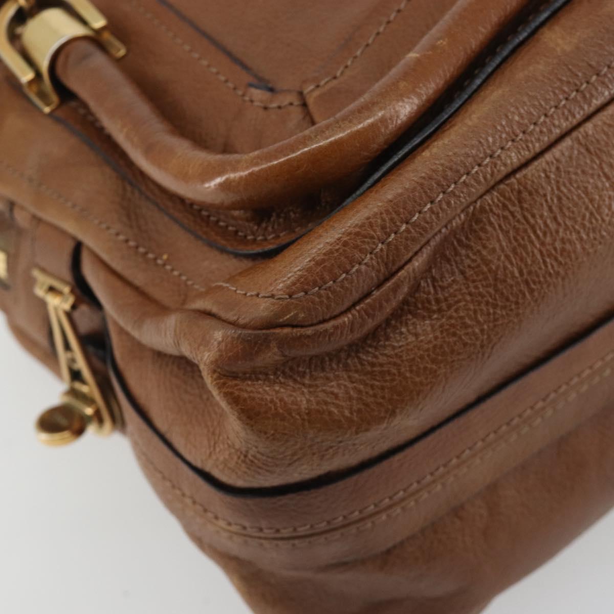 Chloe Paraty Hand Bag Leather Brown Gold Auth bs35996