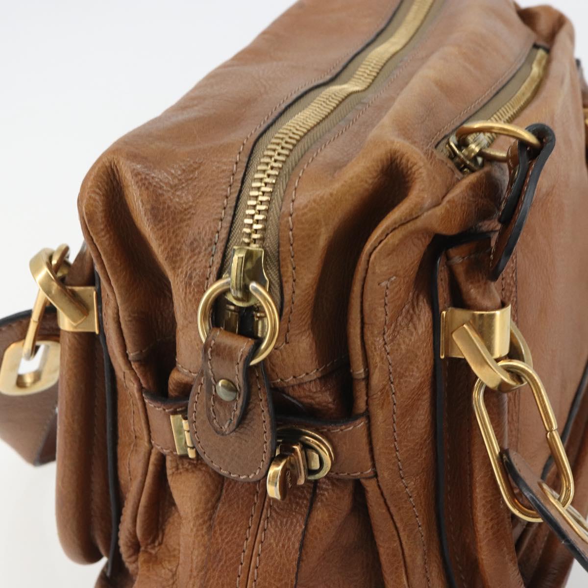 Chloe Paraty Hand Bag Leather Brown Gold Auth bs35996