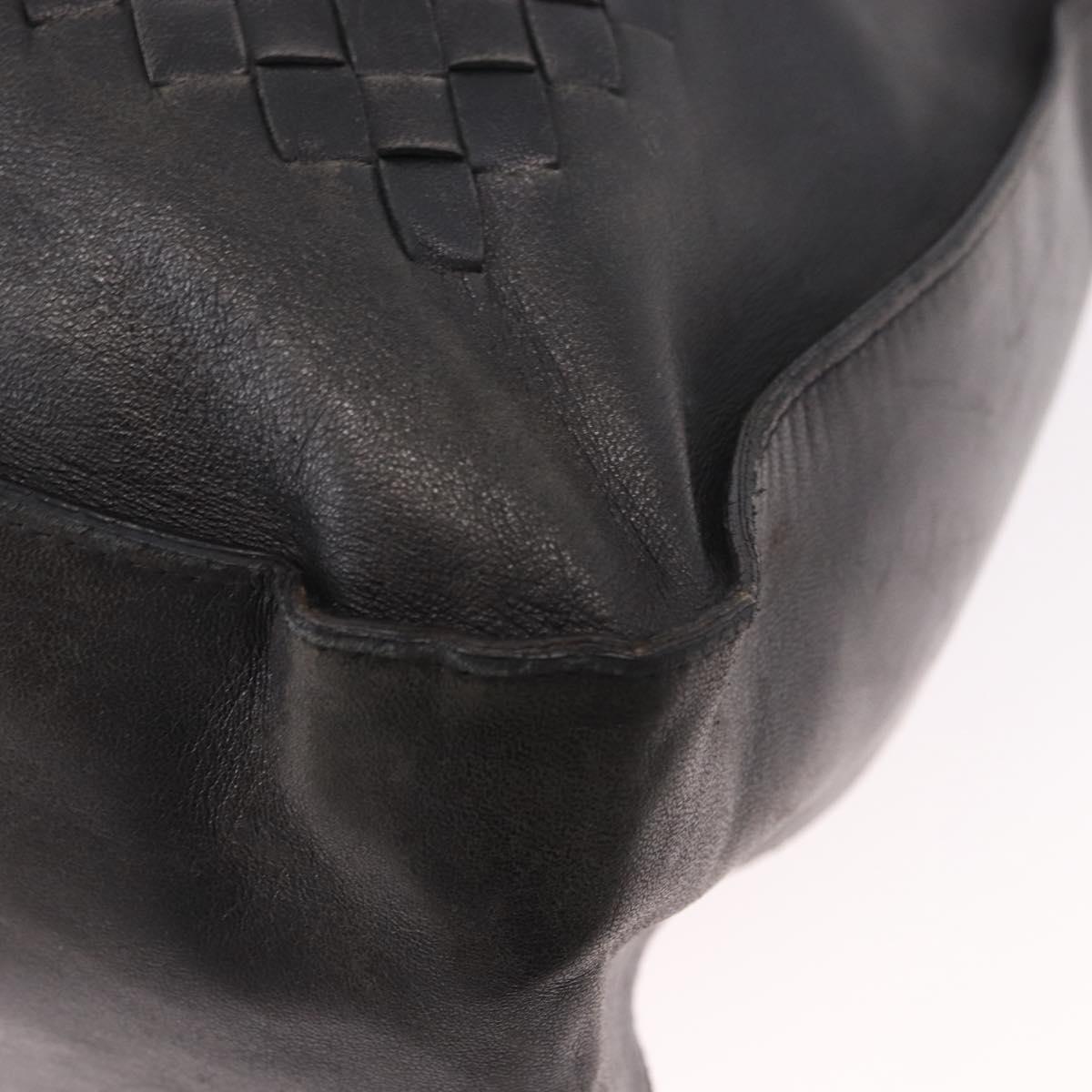 BOTTEGA VENETA INTRECCIATO Shoulder Bag Leather Black Auth bs36000