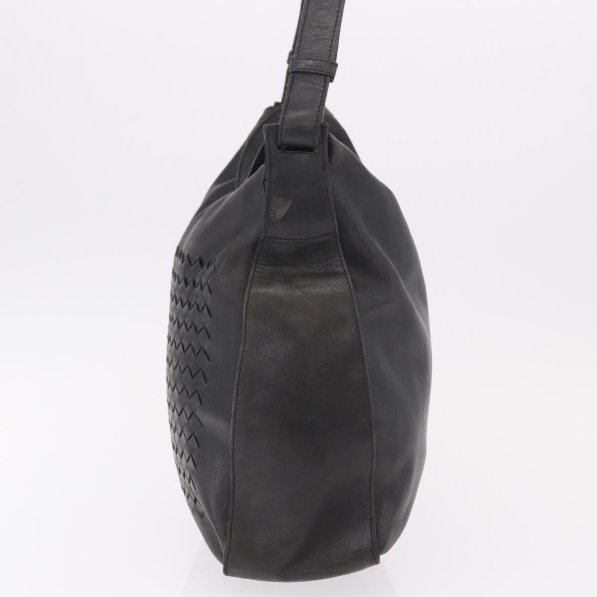 BOTTEGA VENETA INTRECCIATO Shoulder Bag Leather Black Auth bs36000