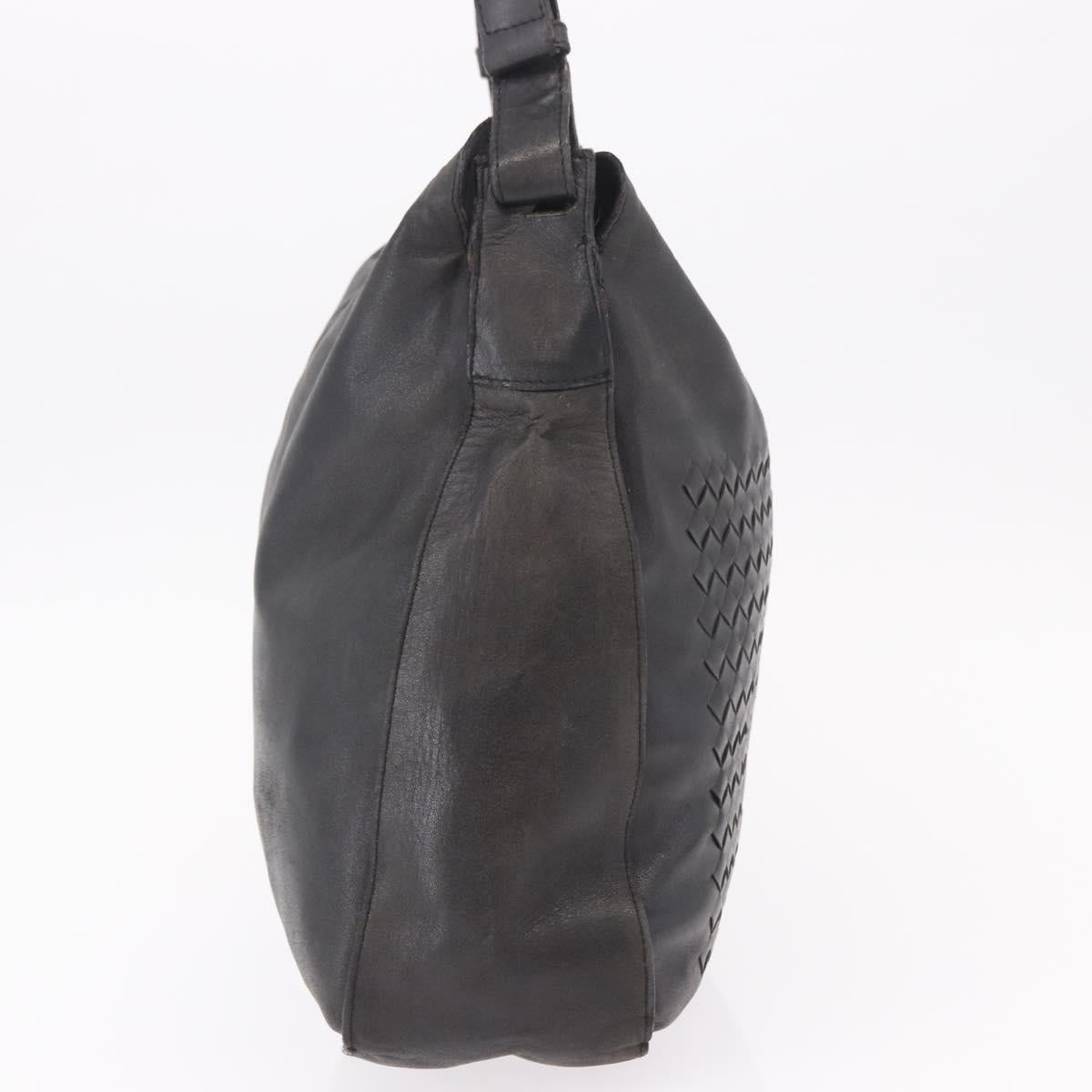 BOTTEGA VENETA INTRECCIATO Shoulder Bag Leather Black Auth bs36000