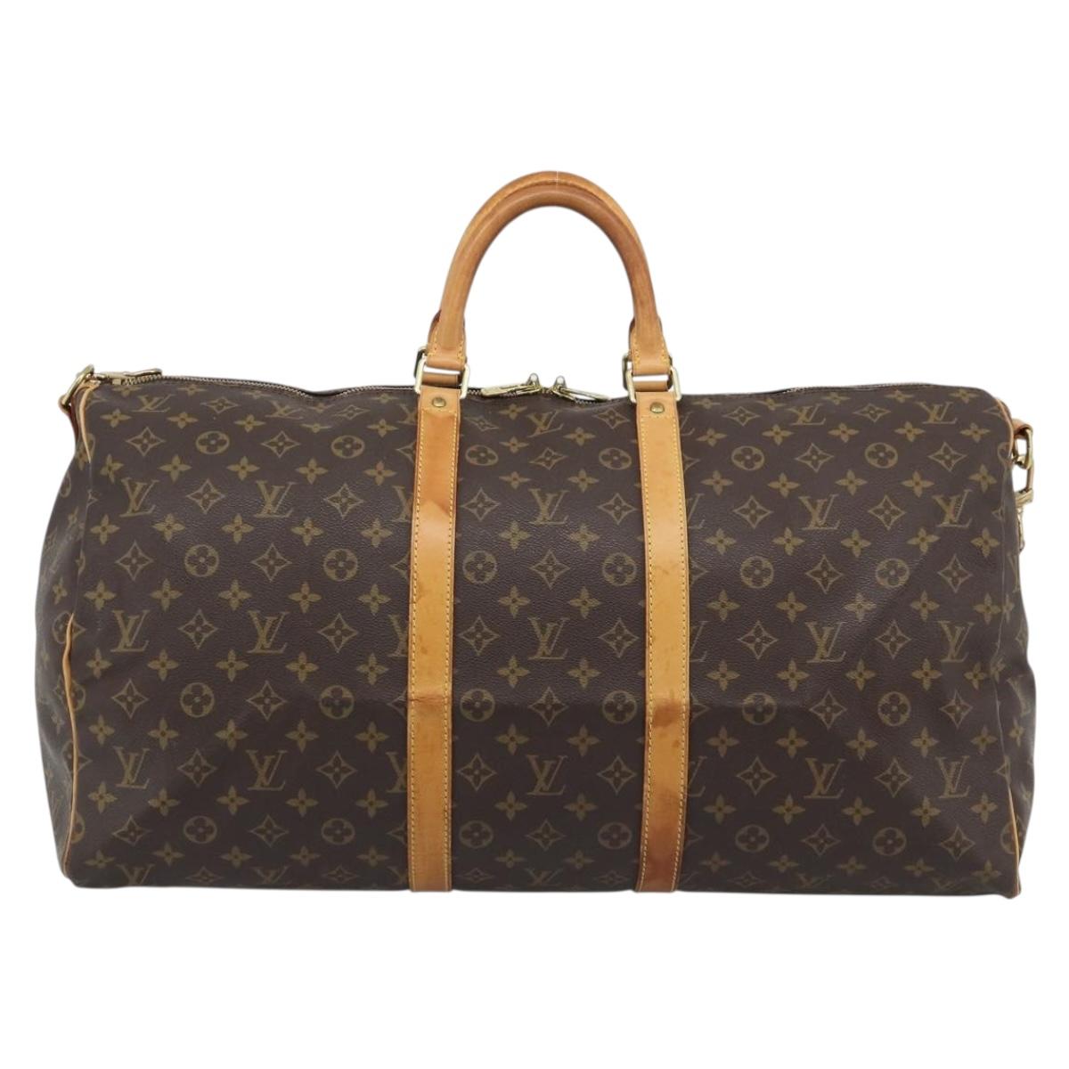 LOUIS VUITTON Monogram Keepall Bandouliere 55 Boston Bag M41414 LV Auth bs36013