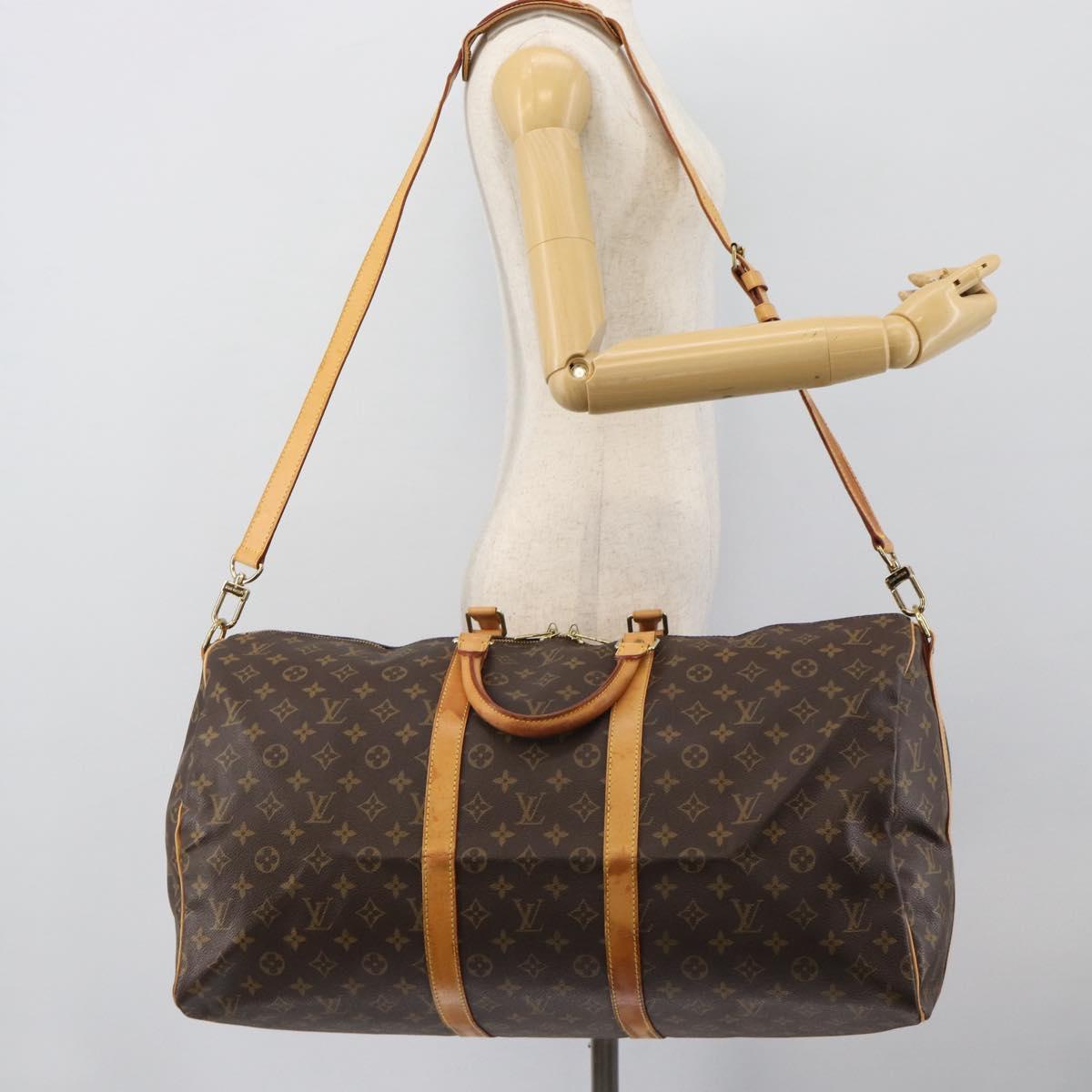 LOUIS VUITTON Monogram Keepall Bandouliere 55 Boston Bag M41414 LV Auth bs36013