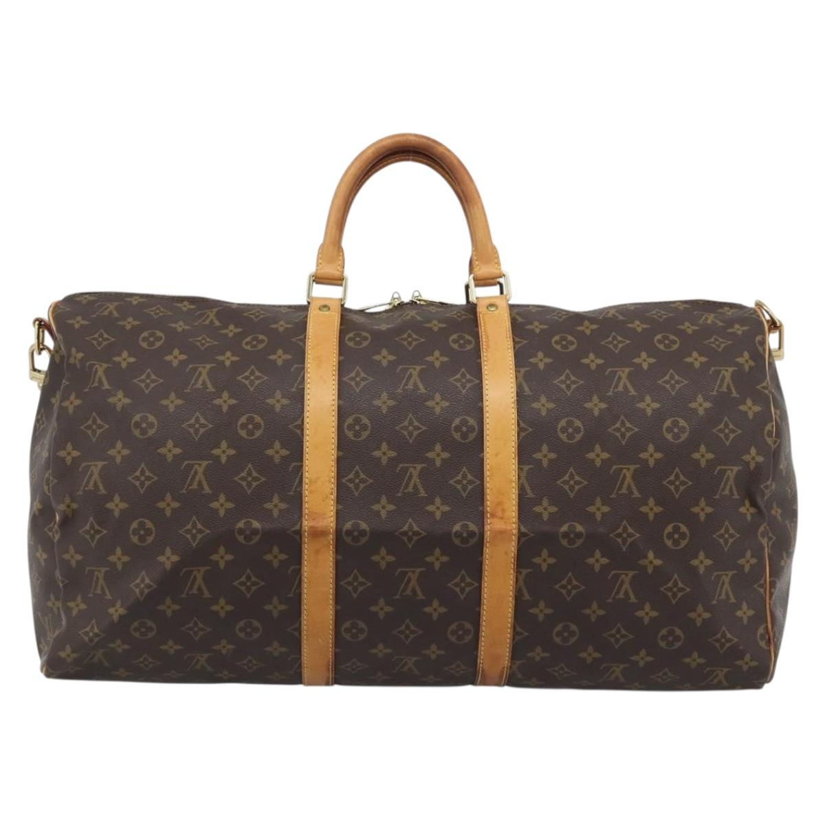 LOUIS VUITTON Monogram Keepall Bandouliere 55 Boston Bag M41414 LV Auth bs36013