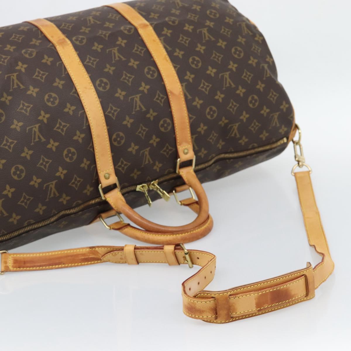 LOUIS VUITTON Monogram Keepall Bandouliere 55 Boston Bag M41414 LV Auth bs36013