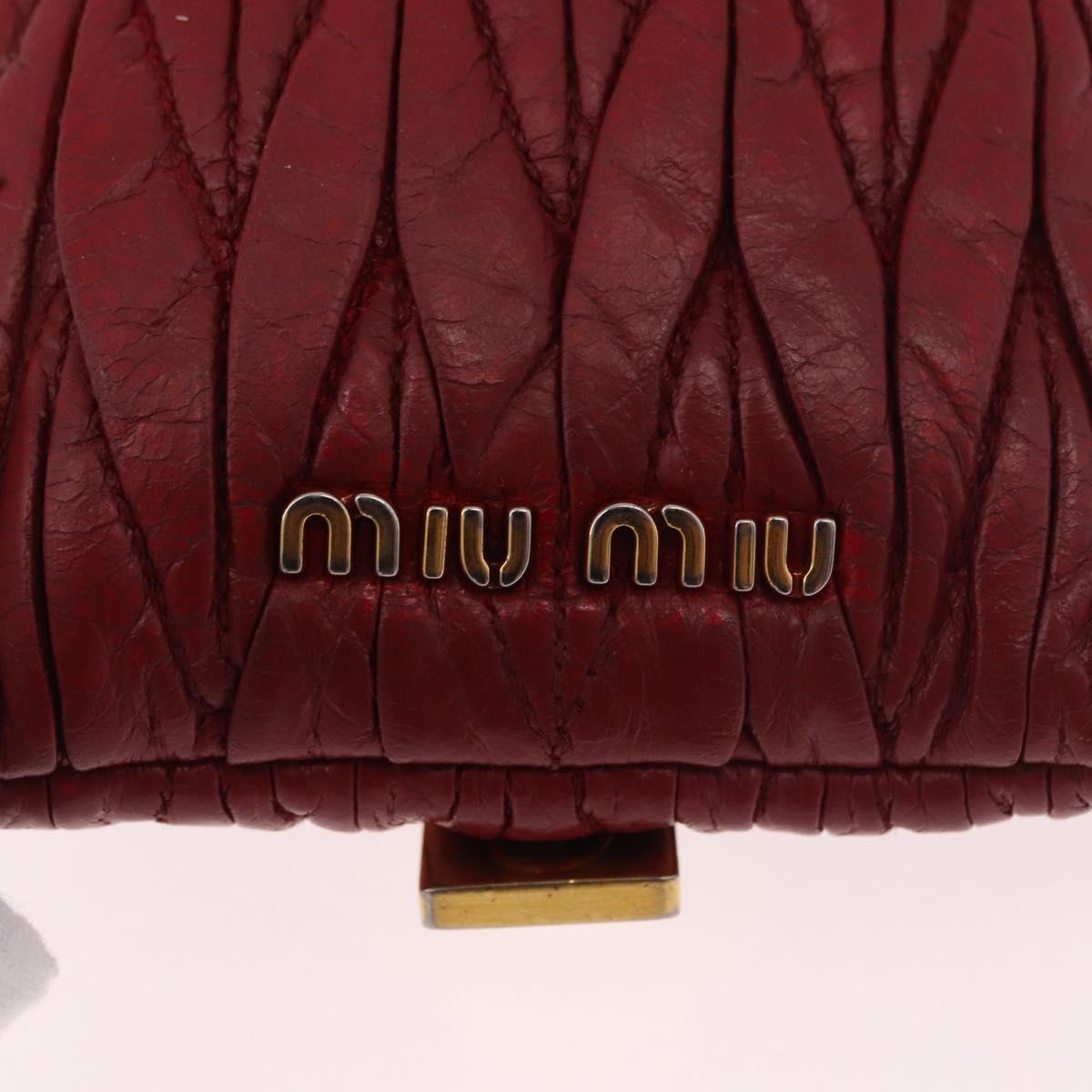 Miu Miu Matelasse Shoulder Pouch Chain Leather Red Gold Auth bs36016