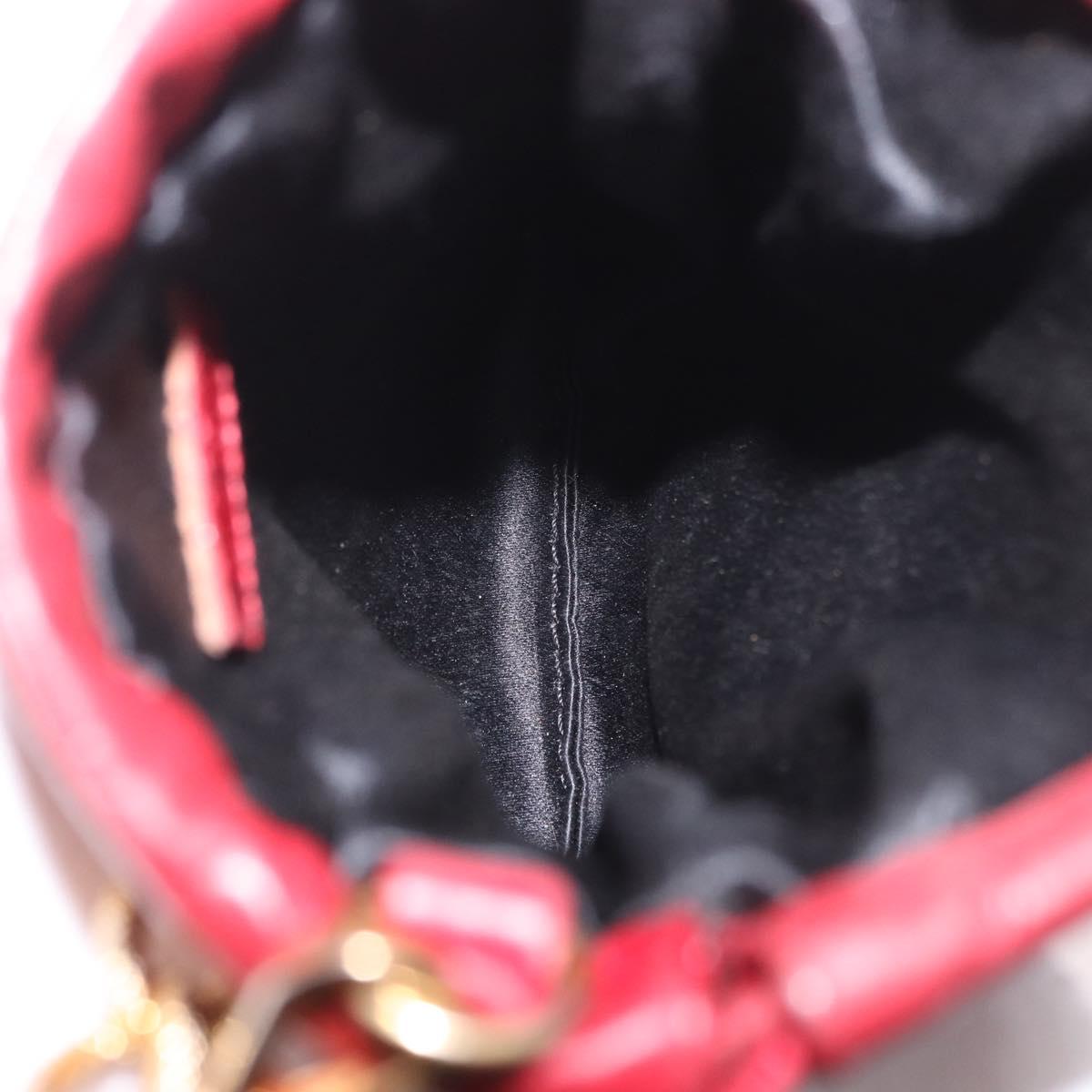 Miu Miu Matelasse Shoulder Pouch Chain Leather Red Gold Auth bs36016