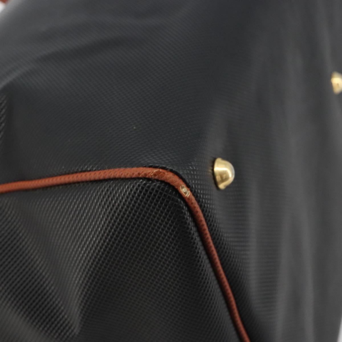 BOTTEGA VENETA Boston Bag PVC Canvas Black Gold Auth bs36018